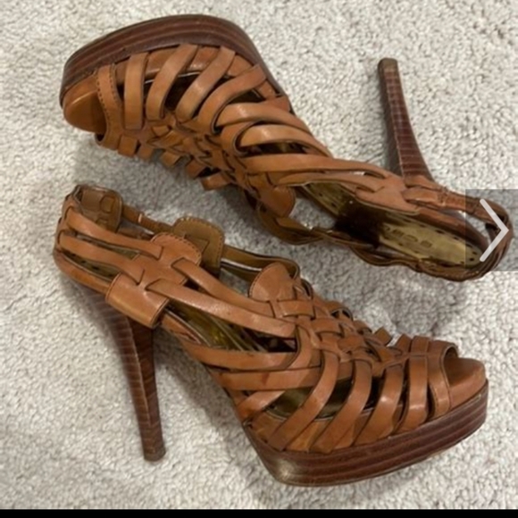 BCBGirls Tan Strappy Heels - Picture 1 of 6